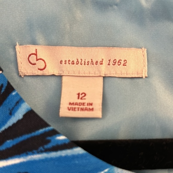 CB Established 1962 Blue Tropical Print Sleeveless Midi Dress Size 12 - Picture 7 of 8